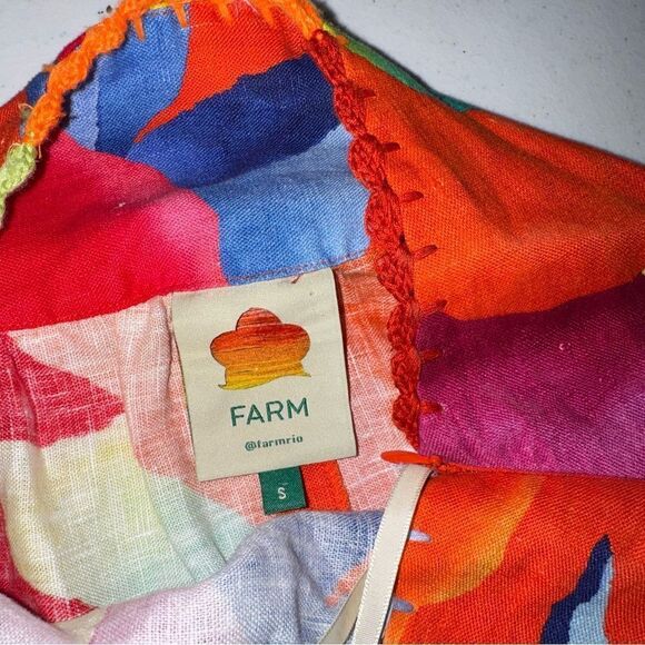 Farm Rio Hombre Chita floral linen midi Aline skirt w/crocheted details sz S NWT - Picture 5 of 14